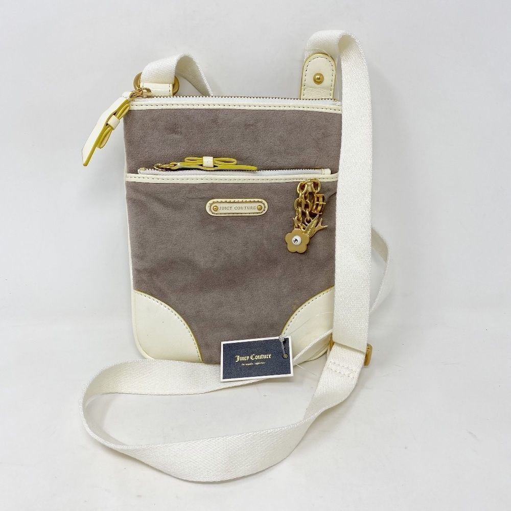 NWT Juicy Couture Go Steady Velour & Leather Small Crossbody Bag